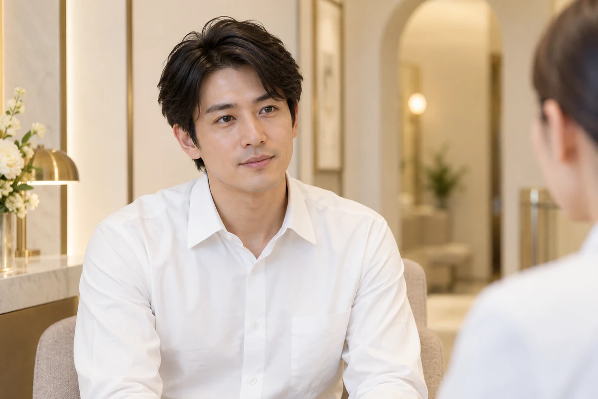 AGAの相談をする男性と医療者（AI生成のイメージ）