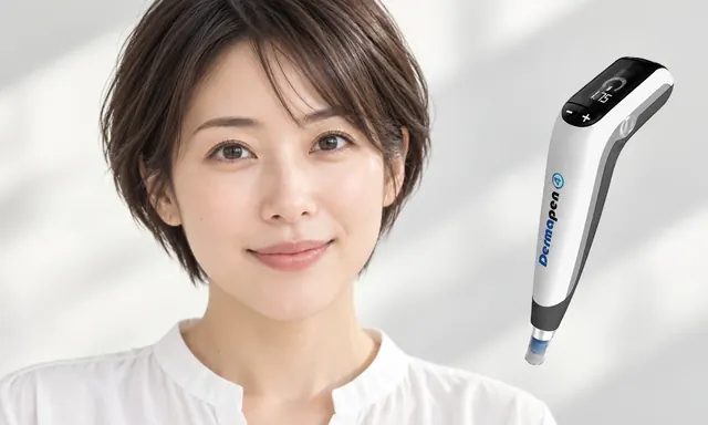 ダーマペン4の機器と白い服の女性モデル