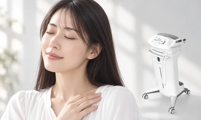 ハイコックスの注入機器と白い服の女性モデル